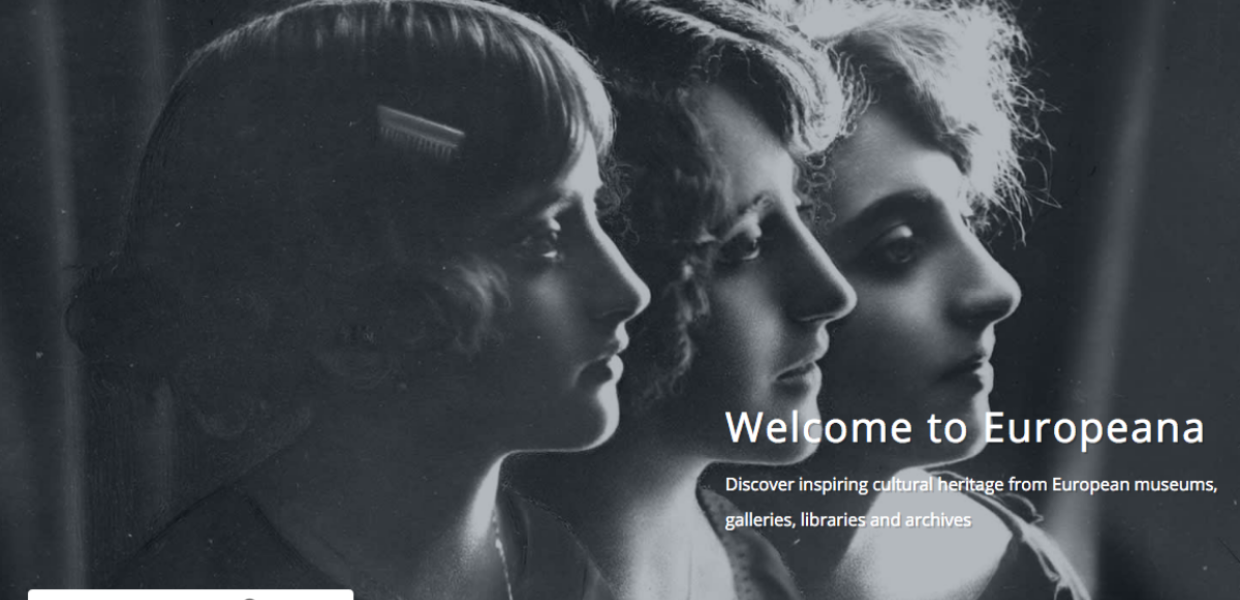 Screenshot from the Europeana website - a photograph of three women's faces